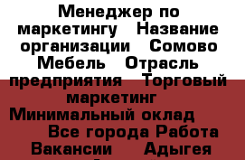 Менеджер по маркетингу › Название организации ­ Сомово-Мебель › Отрасль предприятия ­ Торговый маркетинг › Минимальный оклад ­ 30 000 - Все города Работа » Вакансии   . Адыгея респ.,Адыгейск г.